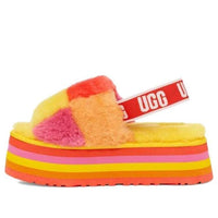 (WMNS) UGG Disco Checker Slide Thick Sole Sandals Yellow 1113490-PRYW