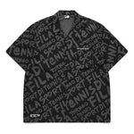 FILA FUSION Logo Full Print Loose Short Sleeve Shirt Black T11M121402F-BK