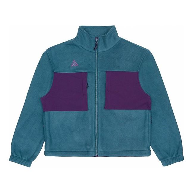 Men's Nike Colorblock Stand Collar Fleece Zipper Dark Sapphire Blue Jacket 'Midnight Turq Grdppl Black' BQ7198-347