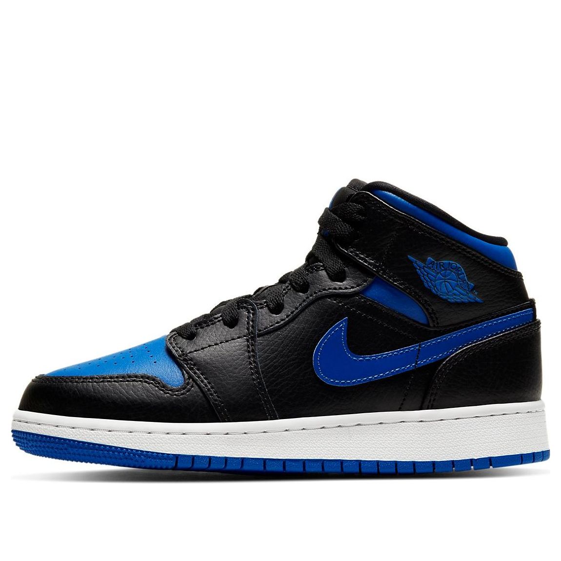 (GS) Air Jordan 1 Mid 'Black Hyper Royal' 554725-068