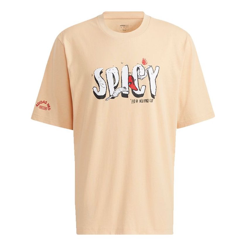 adidas neo M May Love Tee Subject Printing Loose Sports Short Sleeve Orange H62000