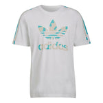 Men's adidas originals Pattern Camouflage Logo Stripe Short Sleeve White T-Shirt HF4892