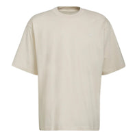 adidas originals SS22 Solid Color Embroidered Logo Sports Short Sleeve Beige HD2747