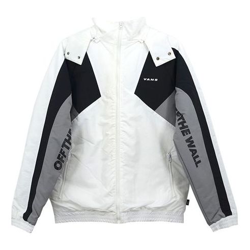 Men's Vans Contrast Color Stitching hooded Athleisure Casual Sports Jacket White VN0A49K2YB2