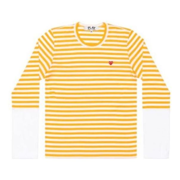 (WMNS) COMME des GARCONS PLAY L/S Bi-Colour Stripe White Sleeve T-Shirt 'Yellow White' AZ-T319-051-2