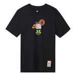 Men's Nike Logo Plant Pattern Printing Round Neck Casual Short Sleeve Black T-Shirt DQ1034-010