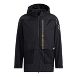 adidas Solid Color hooded Zipper Jacket Black HE7401