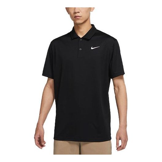 Nike Dri-FIT Victory Solid Color Logo Printing Quick Dry Breathable Short Sleeve Polo Shirt Black DH0823-010