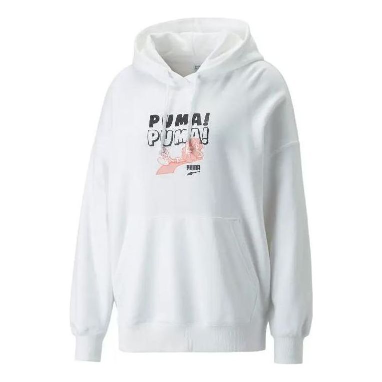 (WMNS) PUMA Downtown Oversized Graphic Hoodie 'White' 537633-02