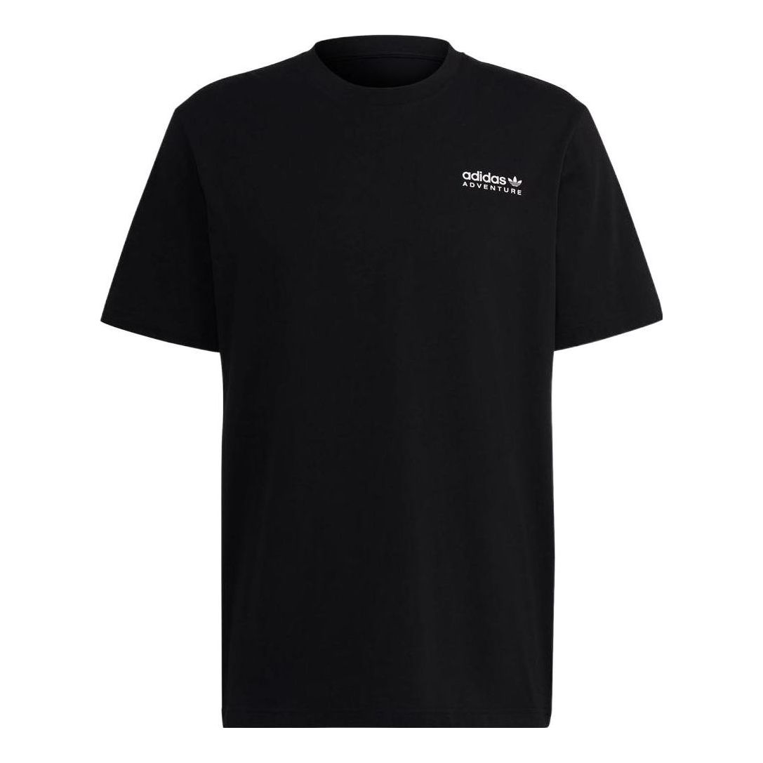 Men's adidas originals Alphabet Logo Printing Round Neck Short Sleeve Black T-Shirt HK5010