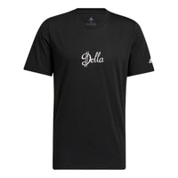 Men's adidas Alphabet Printing Sports Round Neck Short Sleeve Black T-Shirt HG4424