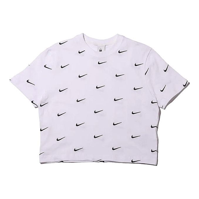 (WMNS) Nike logo Printing Short Sleeve 'White' CK4092-100