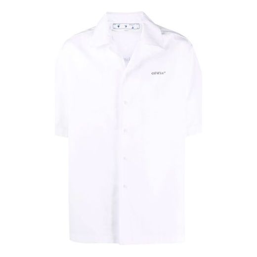 Off-White FW21 Lgo Short Sleeve Shirt Loose Fit White OMGA196F21FAB0040184