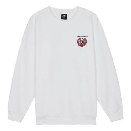 (WMNS) New Balance Logo Printing Round-neck Printing Swea White AWT03367-MUN