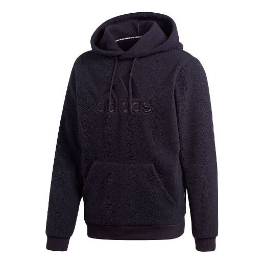 Men's adidas Mh Wntr Bos H Embroidered Logo Solid Color Sports Fleece Black GC7298