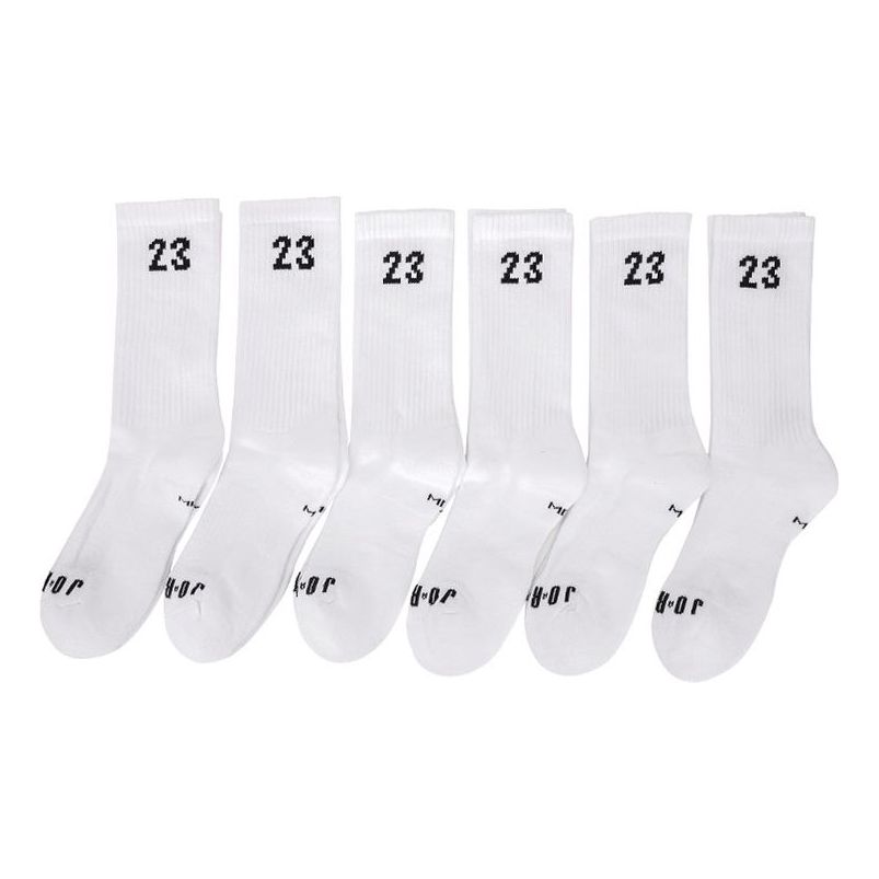 Air Jordan Solid Color Numeric Athleisure Casual Sports Socks Couple Style 6 White DH4287-100