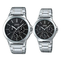 CASIO Couple Quartz Waterproof Stainless Steel Strap Black Analog MTP-V300D-1A&LTP-V300D-1A