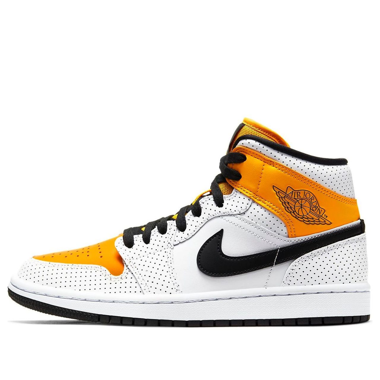 (WMNS) Air Jordan 1 Mid 'Perforated - White University Gold' BQ6472-107