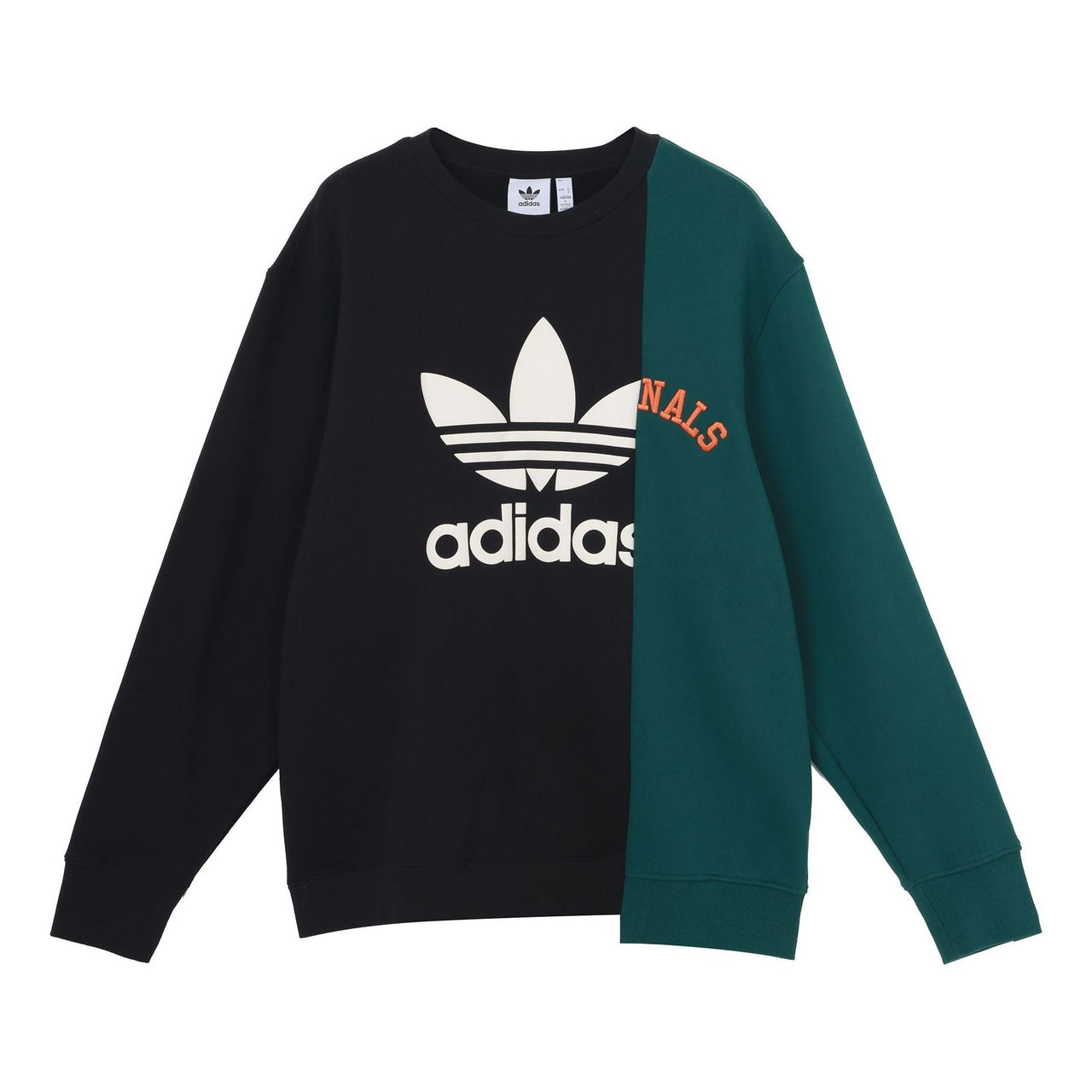 Men's adidas originals Mr Crew Logo Printing Colorblock Irregular Round Neck Pullover Black HC0379