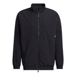adidas Solid Color Minimalistic Alphabet Printing Casual Sports Stand Collar Woven Unisex Black Jacket HM2691
