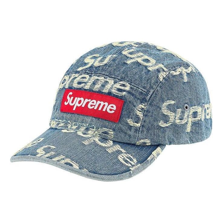 Supreme Frayed Logos Denim Camp Cap 'Teal White Red' SUP-SS21-674