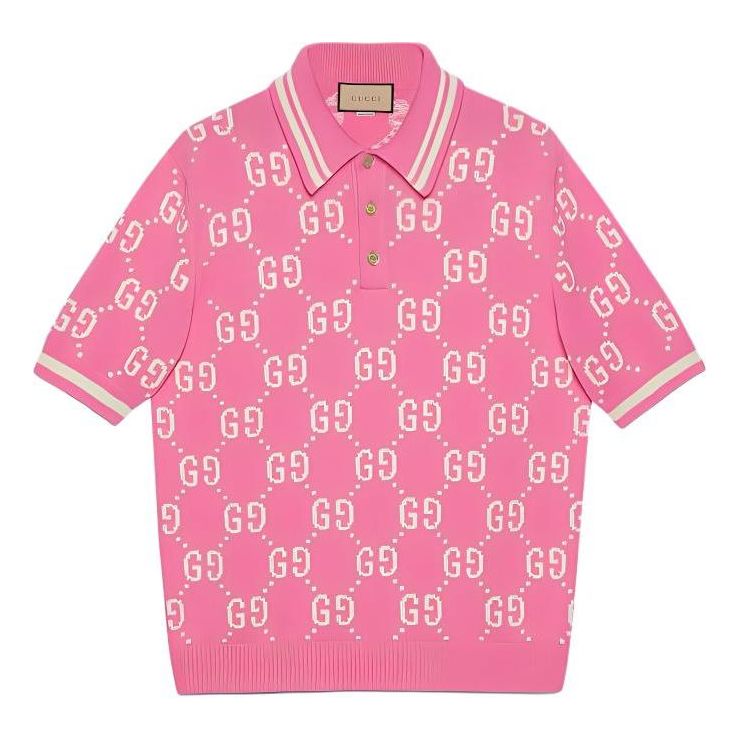 Gucci GG Cotton Intarsia Polo Shirt 'Pink' 774077-XKCDF-5337