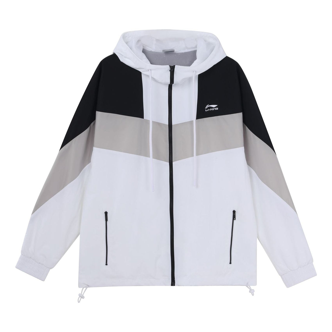 Li-Ning Sports Fashion Series Colorblock hooded Drawstring Loose Jacket 'White' AFDQ045-1