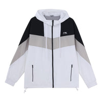 Li-Ning Sports Fashion Series Colorblock hooded Drawstring Loose Jacket 'White' AFDQ045-1