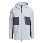 Men's adidas Solid Color Hooded Zipper Jacket Deep Navy Blue HE5134
