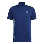 adidas Printing Alphabet Logo Splicing Stand Collar Short Sleeve Blue HA3127