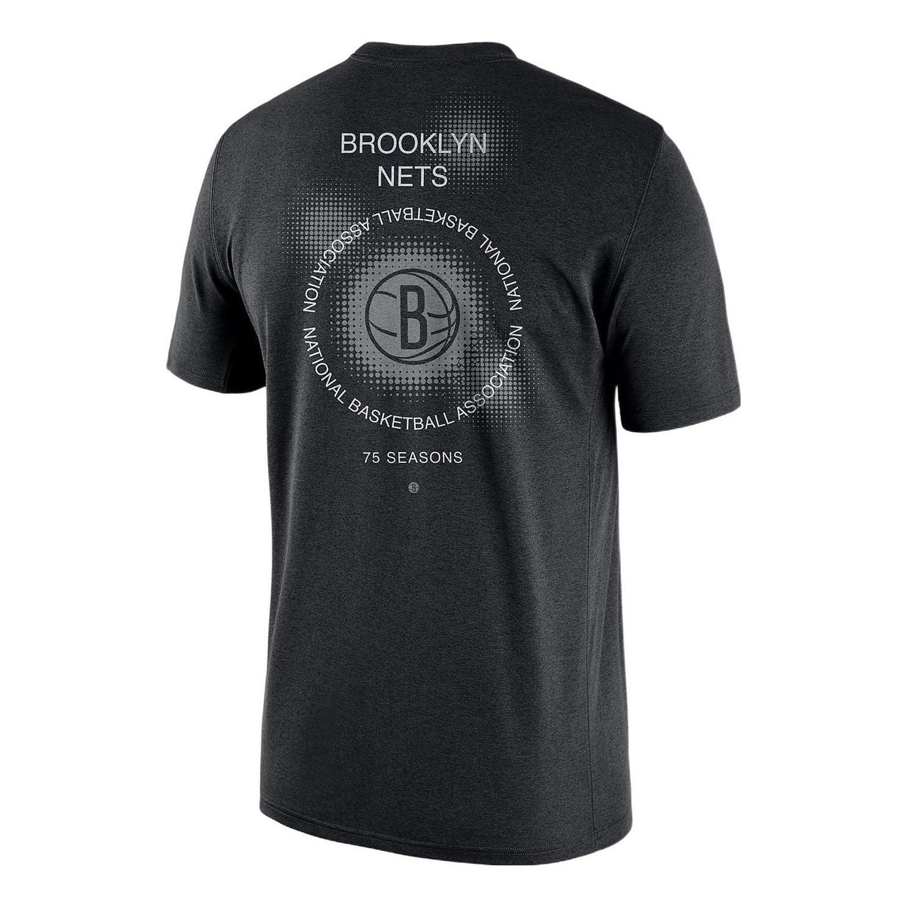 Men's Nike Brooklyn Nets Geometry Pattern Logo Printing Round Neck Short Sleeve Black T-Shirt DH6732-010
