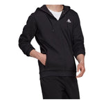 adidas M Sl Dk Fz Hd Embroidered Logo Sports Knit Hooded Jacket Black HB5081