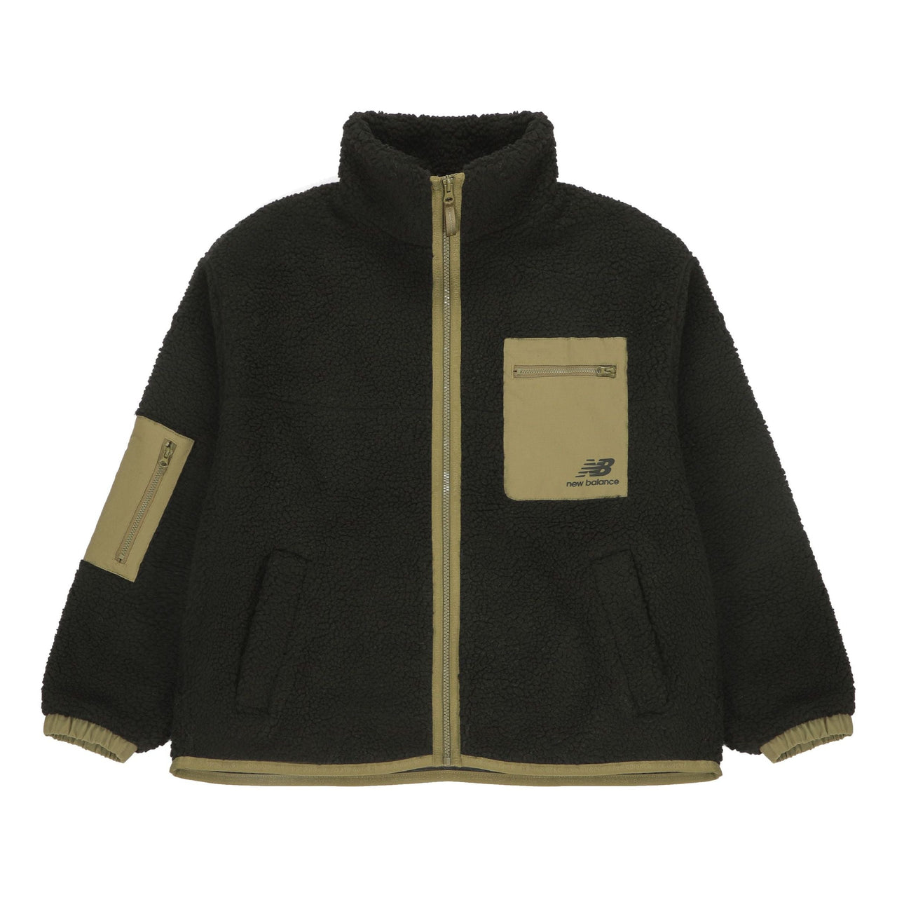(WMNS) New Balance Splicing Retro Stand Collar Knit lamb's wool Short Jacket Black AWJ13326-BK