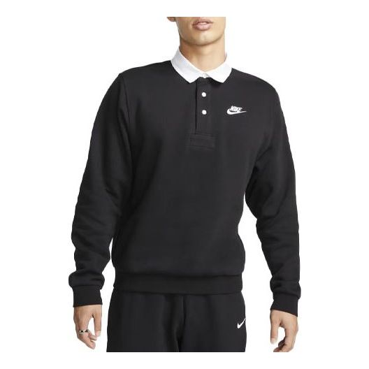 Nike Club Fleece Plush Long Sleeve Lapel Shirt 'Black' DX0538-010
