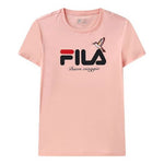 (WMNS) FILA Logo Alphabet Sports Skin Friendly Short Sleeve Pink F11W128109F-PK