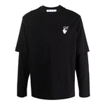Men's Off-White Gradient Arrow Long Sleeves Loose Fit Black T-Shirt OMAB066F21JER0041084