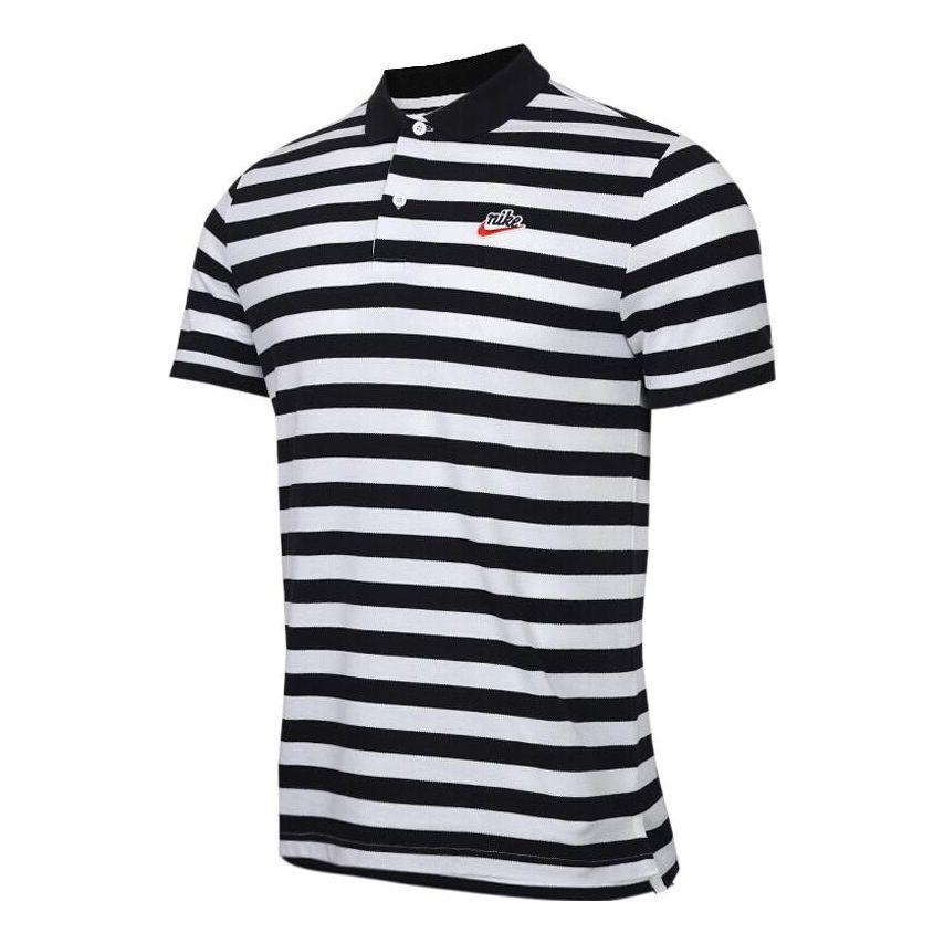 Men's Nike Contrasting Colors Stripe Short Sleeve polo Black Polo Shirt CT5604-010