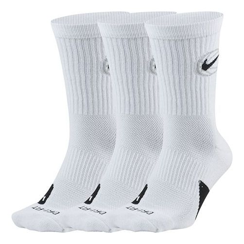 Nike Everyday Crew Basketball Sports Quick Dry Mid Tops Socks Unisex 3 Pairs White DA2123-100