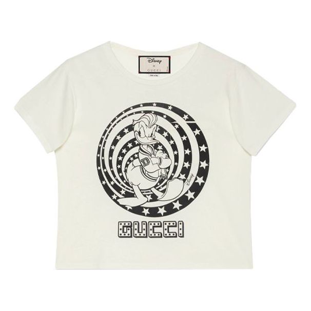 (WMNS) Gucci x Disney Donald Duck Printed Short-Sleeved For Beige 644674-XJDBE-9095