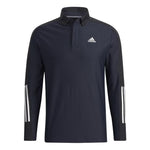adidas Solid Color Logo Stripe Fleece Lined Golf Sports Long Sleeves Polo Shirt Black GT3424