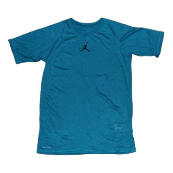 Men's Air Jordan Training Quick Dry Solid Color Logo Casual Short Sleeve Green T-Shirt 866591-467