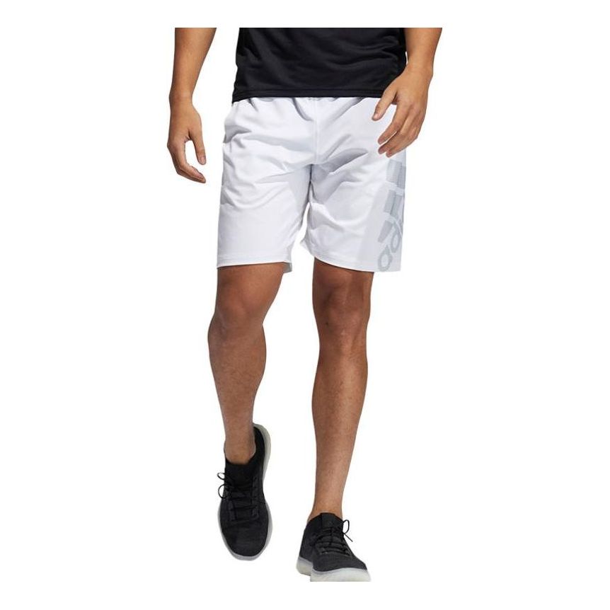 Men's adidas Side Large Logo Printing Elastic Waistband Shorts White GM0651