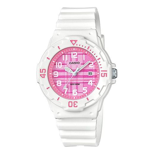 Waterproof Sports Pink Plaid Pink Analog LRW-200H-4C