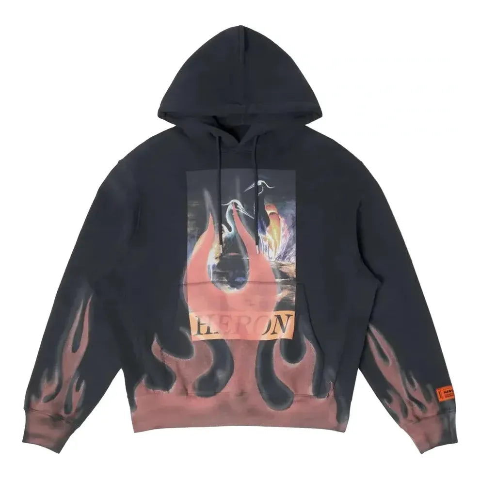 HERON PRESTON Heron Times Flames Hoodie 'Black' HMBB024S23JER0071025