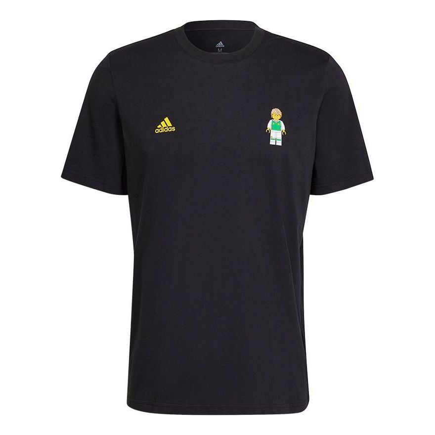 adidas Printing logo Round Neck Short Sleeve Black HG1400