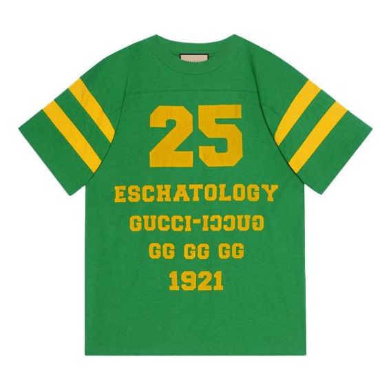 Gucci SS21 1921 Series Alphabet Printing Casual Short Sleeve Unisex Green 660744-XJDHG-3316