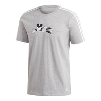 adidas x Disney Crossover Cartoon Printing Stripe Round Neck Short Sleeve Unisex Gray T-Shirt GQ0906