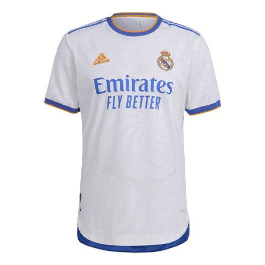 adidas real Madrid 21-22 Season Player Edition Home Alphabet Logo Stripe Sports Short Sleeve Soccer/Football White GQ1360