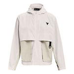 (WMNS) Under Armour Project Rock Woven Hooded Jacket White 1361076-112
