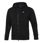 adidas Solid Color Logo Casual Sports Woven Zipper Hooded Jacket Black H45369